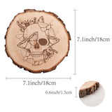 Carved Wood Round Sheets, for Home Display Decoration, Skull Pattern, 170~180x15mm