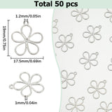 Alloy Pendants, Hollow, Flower Charm, Silver, 19x17.5x1mm, Hole: 1.2mm, 50pcs/box