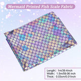 Sparkly Hologram Spandex Mermaid Printed Fish Scale Fabric, Stretch Fabric, Purple, 150x0.02cm
