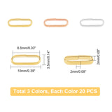60Pcs 3 Colors304 Stainless Steel Quick Link Connectors, Linking Rings, Oval, Mixed Color, 10x3.5x2mm, 20pcs/color