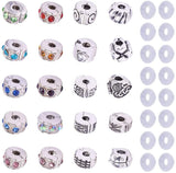Alloy European Style Clasps, Column, Mixed Color, 10x5.5mm, Hole: 3mm