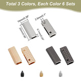 18Pcs 3 Colors Zinc Alloy Bag Decorative Edge Buckles, Belt End Tip Hardwares, Mixed Color, 2.5x1x0.6cm, Hole: 2.5mm
