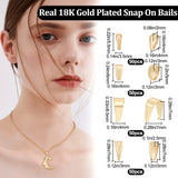 200Pcs 4 Styles Brass & 201 Stainless Steel Snap on Bails, Real 18K Gold Plated, 5.5~8.5x3~7x3~4mm, Hole: 2.5~5x2~7mm, 50Pcs/style