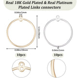 20Pcs 2 Colors Brass Connector Charms, Ring Links, Platinum & Golden, 28x25x1mm, Hole: 1mm, 10pcs/color
