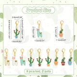 Alpaca & Cactus Pendant Stitch Markers, Alloy Enamel Crochet Lobster Clasp Charms, Locking Stitch Marker with Wine Glass Charm Ring, Mixed Color, 4.4~4.6cm, 3 style, 3pcs/style, 9pcs/set