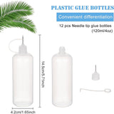 Plastic Glue Bottles, with Steel Pin, Clear, 14.5x4.2cm, capacity: 120ml, 12pcs/set