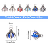 48Pcs 6 Color Tibetan Style Alloy Charms, ABS Plastic Imitation Pearl Beads, Cadmium Free & Lead Free, Claw, Mixed Color, 14x11x11mm, Hole: 2mm, 6pcs/color, 8 Color, 48pcs/box