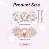 2Pcs Alloy Rhinestone Shoe Decorations, Detachable Shoe Buckle Clips, with Iron Findings, Flower, Rose Gold, 30.5x62x12mm