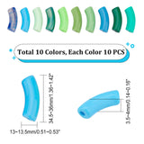 100Pcs 10 Style Opaque Acrylic Beads, Curved Tube, Mixed Color, 34.5~35x13~13.5x11~11.5mm, Hole: 3.5~4mm, 10pcs/style