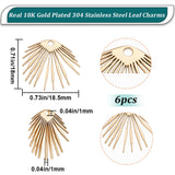 6Pcs Ion Plating(IP) 304 Stainless Steel Pendants, Sun Charm, Real 18K Gold Plated, 18.5x18x1mm, Hole: 1mm