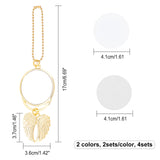 4 Sets 2 Colors Alloy Pendant Decoration Cabochon Settings, Flat Round with Wind, Platinum & Golden, Tray: 46mm, 170mm, 2sets/color