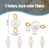 40Pcs 2 Colors Natural Freshwater Pearl Connector Charms, Potato Links, with Metal Double Loops, Platinum & Golden, 13~15x6.5~8x4~6mm, Hole: 2.5mm, 20pcs/color