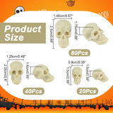 DIY Halloween Skull Vase Fillers for Centerpiece Floating Candles, Including Plastic Figurine & Half Drilled Beads, Pale Goldenrod, 140Pcs/box