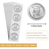 Custom Silver Foil Embossed Picture Sticker, Award Certificate Seals, Metallic Stamp Seal Stickers, Flower with Word Honor Roll, Graduation Theme Pattern, 5cm, 4pcs/sheet