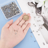 304 Stainless Steel Ball Post Stud Earring Findings, with Loop and Ear Nuts, 7.4x7.2x1.7cm, 300pcs/box
