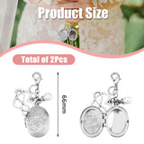 Oval 316 Stainless Steel Photo Frame Locket Pendant Decorations, with Alloy Lobster Claw Clasps, for Bouquet Decorations, Antique Silver & Stainless Steel Color, 66mm, 2pcs/set