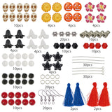 DIY Earring Making, with Synthetic Gemstone Beads, Acrylic Beads, Polyester Tassel Pendant, Tibetan Silver Bead Caps and Brass Earring Hooks, Mixed Color, 13.5x7x3cm