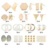 DIY Earring Making Kits, with Brass Stud Earring Findings, Shell Pendants, Mixed Shapes, Golden