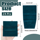 Velvet Jewelry Flap Pouches, Folding Envelope Bag for Earrings, Bracelets, Necklaces Packaging, Rectangle, Dark Green, 96x90x2.5mm