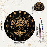 1Pc Natural Rose Quartz Dowsing Pendulum Pendant, with 1Pc Wood Custom Pendulum Board, for Witchcraft Wiccan Altar Supplies, Tree of Life Pattern, Pendant: 29~29.7cm, Board: 20x0.4cm