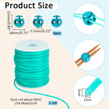 Hollow Pipe PVC Tubular Synthetic Rubber Cord, Wrapped Around White Plastic Spool, with Plastic Cord Locks, Medium Turquoise, Cord: 2mm thick, Hole: 1mm, about 54.68 yards(50m)/roll, 1 Roll; Locks: 21x18mm, Hole: 5.5mm, 6pcs