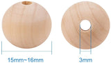 Round Unfinished Wood Beads, Moccasin, 16x14~15mm, Hole: 3mm