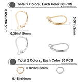 Earring Finding Kits, include 60Pcs 304 Stainless Steel Leverback Earring Findings, 60Pcs Rack Plating Brass Jump Rings, Mixed Color, 120pcs/box