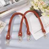 Leather Bag Handles, with Golden Plated Alloy Clasps, for Bag Straps Replacement Accessories, Peru, 400x14x9~10mm, 2pcs/set