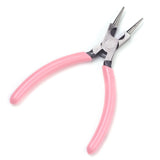 45# Carbon Steel Jewelry Pliers, Round Nose Pliers, Wire Cutter, Polishing, Pink, 12.7x8.7x0.95cm