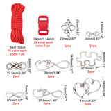 DIY Bracelet Making Kits, with 7 Strand Core Parachute Cords, Plastic Adjustable Quick Side Release Buckles, Alloy Pendants & Link, Mixed Color, Cords: 4mm, 3m/bundle, 18bundles/set