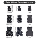 60Pcs 3 Style Resin Cabochons, Bear, Black, 20pcs/style