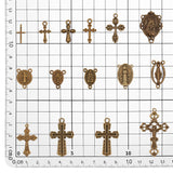 DIY Jewelry Making Finding Kit, Including 90Pcs 15 Styles Tibetan Style Pendants & Connector Charms, Crucifix Corss & Oval & Jesus, Antique Bronze, 6Pcs/style