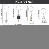 7Pcs 7 Style Alloy Keychains, with Iron Key Rings, Gear & Automotive Piston & Wrench, Mixed Color, 7.1~12.2cm, 1pc/style