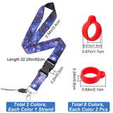 2 Strands Mobile Straps, Including Adjustable Polyester Neck Lanyard, with 16Pcs Silicone Pendant, Mixed Color, Neck Lanyard: 820x24x0.5mm, 2 starnds; Pendant: Inner Diameter: 13mm, 16pcs