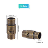 32Sets Brass Locking Tube Magnetic Clasps, Column, Antique Bronze, 15x7mm, Hole: 4.8mm