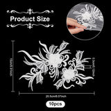 3D Flower Polyester Lace Computerized Embroidery Ornament Accessories, for DIY Clothes, Bag, Pants, Shoes Decoration, White, 150x205x3mm, 10pcs/box