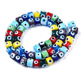 Handmade Evil Eye Lampwork Beads Strands, Column, Mixed Color, 8.5x6~7mm, Hole: 2mm, about 53~56pcs/strand, 13.78 inch~14.17 inch(35cm~36cm)