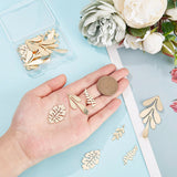 24Pcs 6 Style Brass Pendants, Leaf, Real 18K Gold Plated, 25~61.5x11~19x1~2.5mm, Hole: 1~1.6mm, 4pcs/style