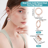 20Pcs 304 Stainless Steel Ring Stud Earring Findings, with Horizontal Loops & 20Pcs Brass Ear Nuts, Rose Gold, 18x14mm, Hole: 3.2mm, Pin: 0.7mm