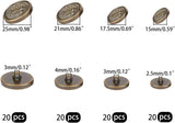 Alloy Shank Button, Flat Round, Antique Bronze, 25x11.5mm, 21x10.5mm, 15x7.5mm, 17.5x9.5mm, 80pcs/box
