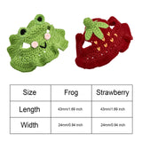 2Pcs 2 Style Wool Woven Pet Headwear Costume, for Cats Dogs Festival Birthday Theme Party Photo Prop, Frog & Strawberry, Mixed Shapes, 150mm, Hole: 43x24mm, 1pc/style