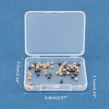 Brass Beads, with Rubber Inside, Slider Beads, Stopper Beads, Round, Mixed Color, 4x3mm, Hole: 0.1mm, 3 colors, 20pcs/color, 60pcs/box