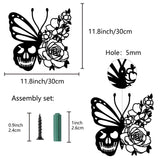 Iron Wall Signs, Metal Art Wall Decoration, for Living Room, Home, Office, Garden, Kitchen, Hotel, Balcony, Butterfly Pattern, 300x300x1mm, Hole: 5mm