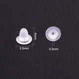 Plastic Ear Nuts, Earring Backs, Clear, 4x3.5x3.5mm, Hole: 0.5mm, about 500pcs/box