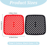 2Pcs 2 Colors Reusable Silicone Mesh Liner Mats, for Air Fryer, Square, Mixed Color, 212x212x1.5mm, 1pc/color