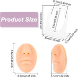 Soft Silicone Nose Flexible Model Body Part Displays with Acrylic Stands, Jewelry Display Teaching Tools for Piercing Suture Acupuncture Practice, Saddle Brown, Stand: 5.2x8x10cm, Silicone Nose: 8.8x6.3x3.1cm, 2pcs/set