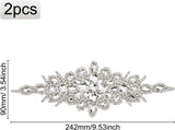 Hotfix Rhinestone, Brass on Patches, for Wedding Theme Dress Shoes Garment Decoration, Flower, Crystal, 242x90x4.5mm