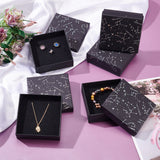 Hot Stamping Jewelry Cardboard Boxes, with Sponge Inside, for Rings, Small Watches, Necklaces, Earrings, Bracelet, Square, Constellation Pattern, 9.3x9.3x3.2cm