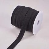 Flat Nylon Elastic Cord, For Hair Tie Making, Black, 15mm, about 30m/roll