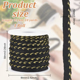 10 Yards Polyester Braided Lip Cord Trim, Twisted Cord Trim Ribbon, Piping Trim for Home Decor, Upholstery and Clothing, with 1Pc Plastic Empty Spools, Black, 10mm
